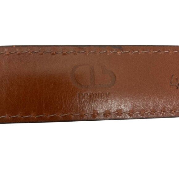 Dooney & Bourke Textured Brown Leather Belt Mens 40 Brass Buckle Made In USA - Picture 4 of 11